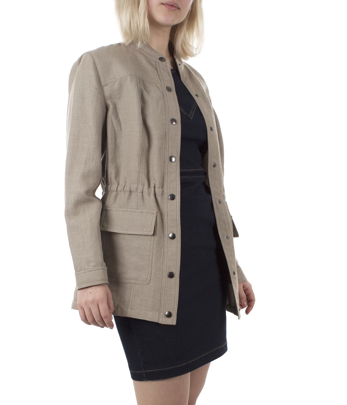 Casual linen and cotton jacket with press-studs and pockets with flaps 2